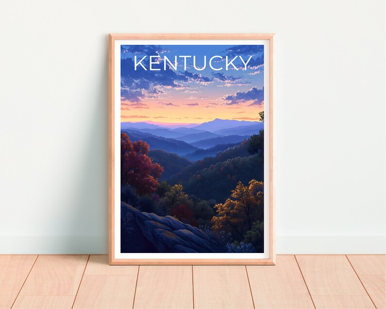 Affiche de voyage du Kentucky, art mural de la forêt, impression de forêt, affiche du Kentucky, affiche de la forêt, affiche de la nature, art du Kentucky