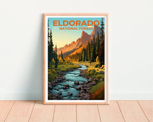 Affiche de voyage sur la forêt nationale d'Eldorado, art mural de Californie, impression de Californie, affiche Eldorado, affiche de Californie, affiche de la forêt