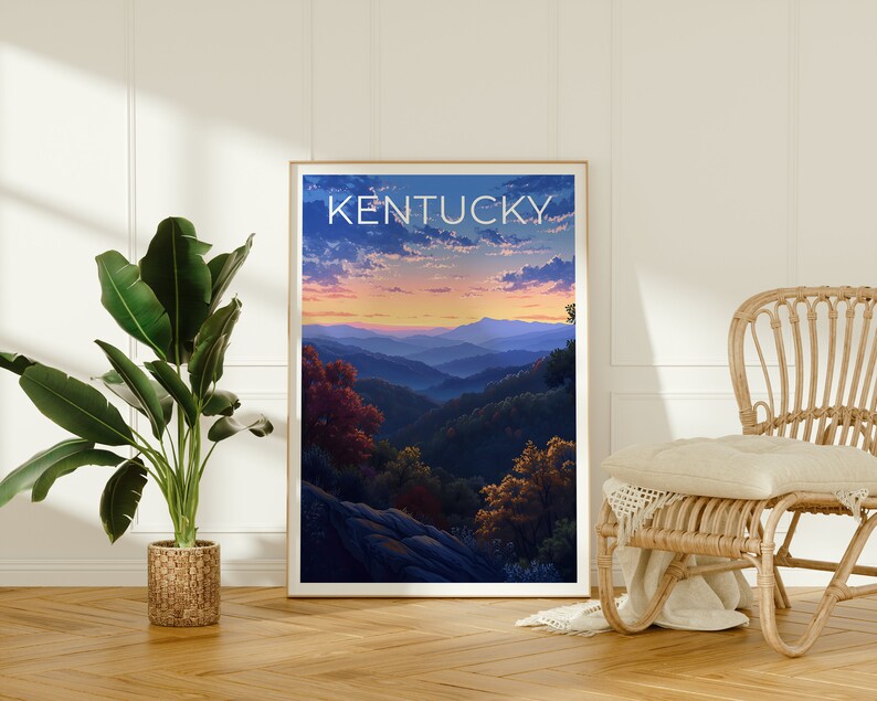 Affiche de voyage du Kentucky, art mural de la forêt, impression de forêt, affiche du Kentucky, affiche de la forêt, affiche de la nature, art du Kentucky