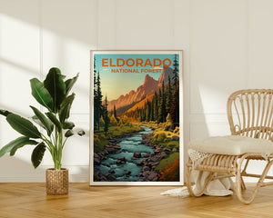 Affiche de voyage sur la forêt nationale d'Eldorado, art mural de Californie, impression de Californie, affiche Eldorado, affiche de Californie, affiche de la forêt