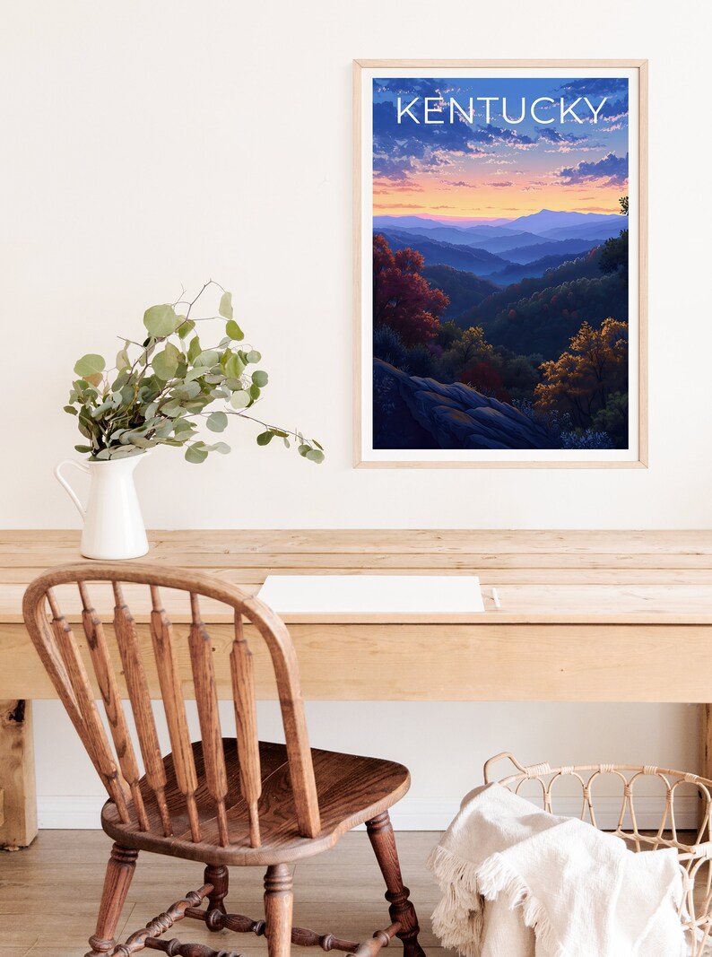 Affiche de voyage du Kentucky, art mural de la forêt, impression de forêt, affiche du Kentucky, affiche de la forêt, affiche de la nature, art du Kentucky