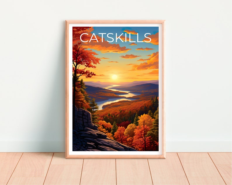 Affiche de voyage des montagnes Catskill, art mural Catskills, impression Catskills, affiche Catskills, affiche de New York, affiche de montagne, cadeau Catskills