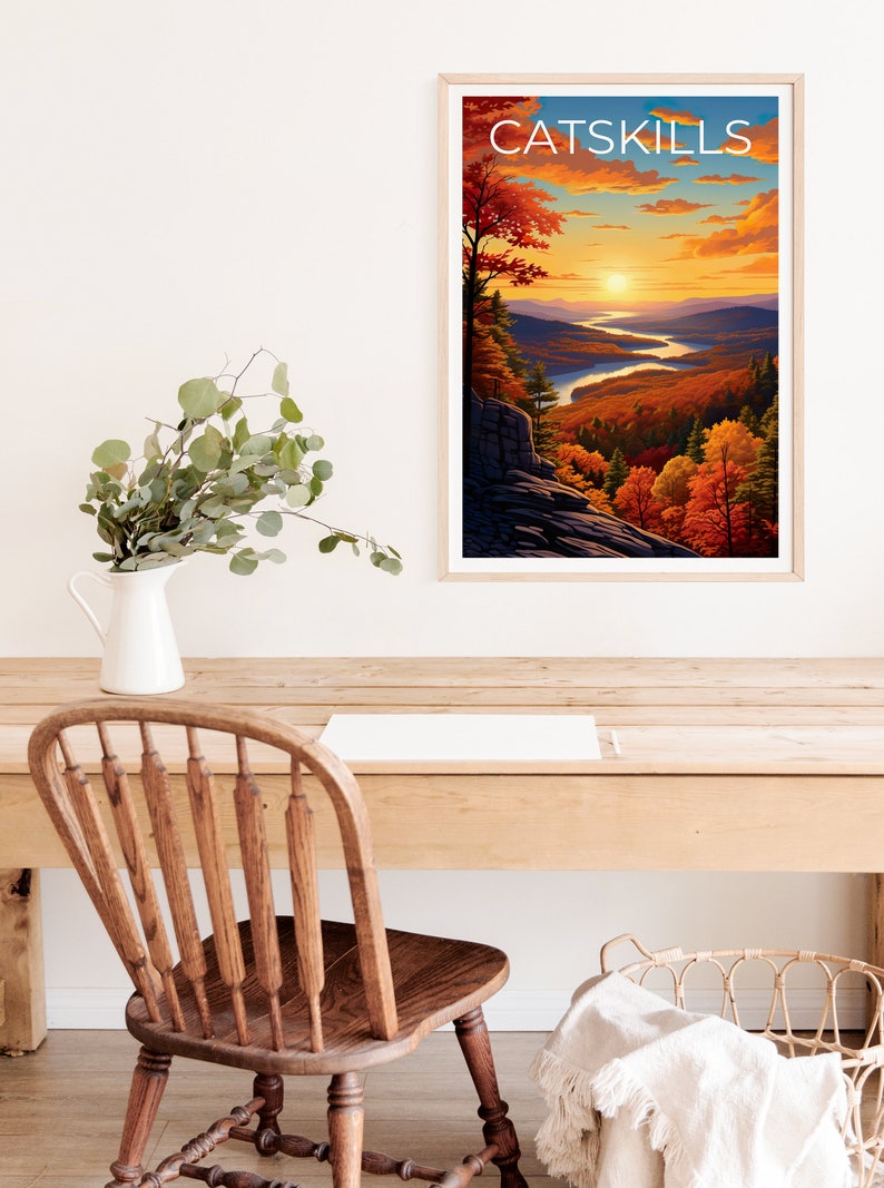Affiche de voyage des montagnes Catskill, art mural Catskills, impression Catskills, affiche Catskills, affiche de New York, affiche de montagne, cadeau Catskills