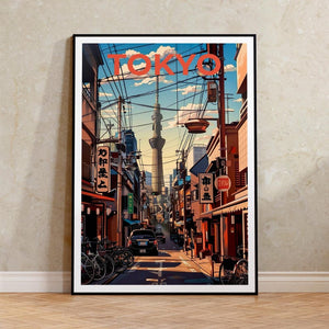 Tokyo Travel Poster, Japan Print, Tokyo City Wall Art, Japanese Bar Illustration, Cityscape Poster, Home Decor, Birthday Gift