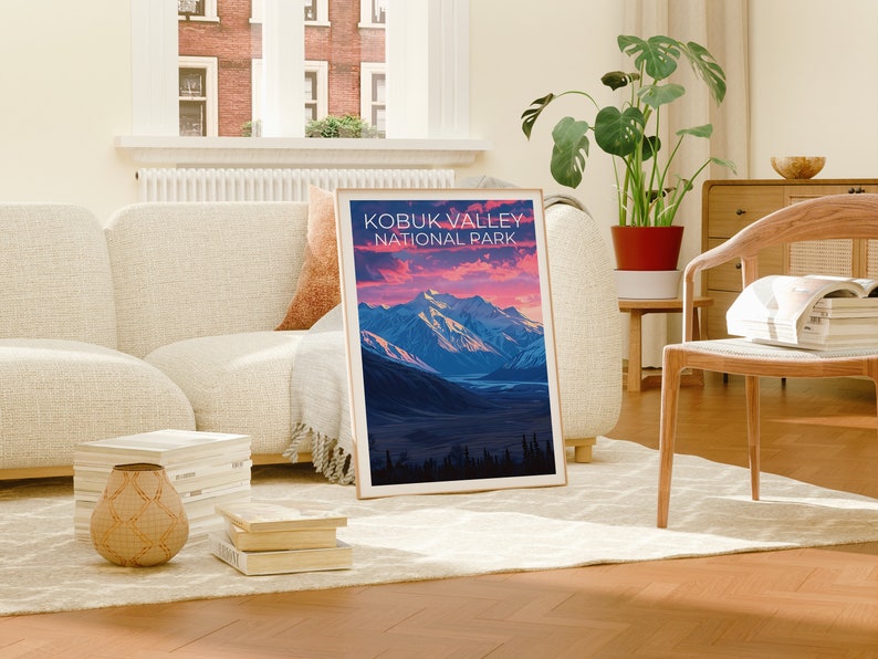 Affiche du parc national de Kobuk Valley, impression de Kobuk Valley, affiche d'Alaska, impression d'Alaska, affiche de voyage de Kobuk Valley, affiche de montagne