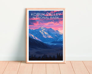 Affiche du parc national de Kobuk Valley, impression de Kobuk Valley, affiche d'Alaska, impression d'Alaska, affiche de voyage de Kobuk Valley, affiche de montagne