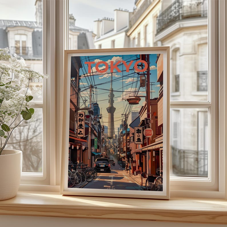 Tokyo Travel Poster, Japan Print, Tokyo City Wall Art, Japanese Bar Illustration, Cityscape Poster, Home Decor, Birthday Gift