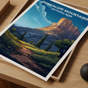 Affiche de voyage des montagnes de Guadalupe, art mural de Guadalupe, impression du Texas, affiche des montagnes de Guadalupe, affiche de montagne, affiche de nature