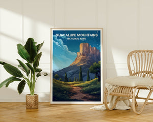 Affiche de voyage des montagnes de Guadalupe, art mural de Guadalupe, impression du Texas, affiche des montagnes de Guadalupe, affiche de montagne, affiche de nature