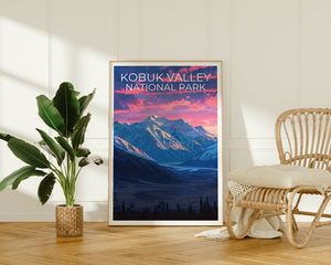 Affiche du parc national de Kobuk Valley, impression de Kobuk Valley, affiche d'Alaska, impression d'Alaska, affiche de voyage de Kobuk Valley, affiche de montagne