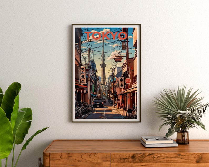 Tokyo Travel Poster, Japan Print, Tokyo City Wall Art, Japanese Bar Illustration, Cityscape Poster, Home Decor, Birthday Gift