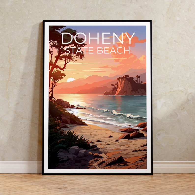 Doheny State Beach Travel Poster, California Wall Art, California Print, Doheny State Beach Poster, California Poster