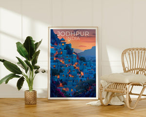 Jodhpur Poster, India Travel Print, Asia Art, Jodhpur Blue City Illustration, Landscape Poster, Scenic Wall Art, Home Decor, Birthday Gift