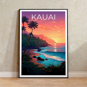 Kauai Poster, Kauai Print, Hawaii Poster, Hawaii Print, Kauai Travel Poster, Beach Art, Hawaii Art