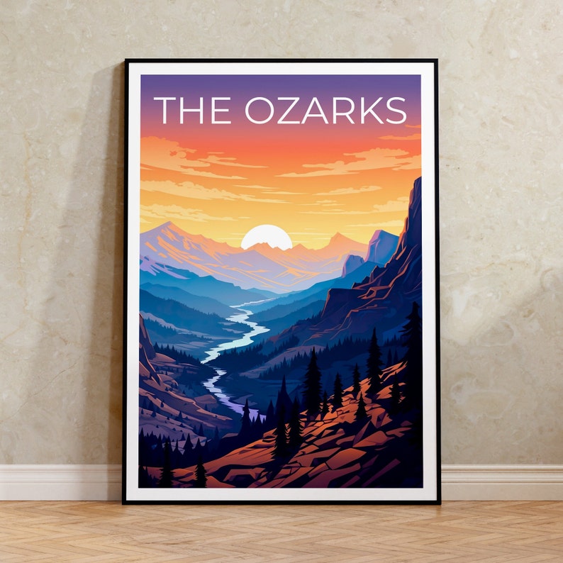 Ozarks Travel Poster, Mountains Wall Art, Mountains Print, Ozarks Poster, Hiking Poster, Nature Poster, Ozarks Art