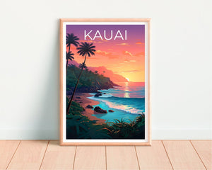 Kauai Poster, Kauai Print, Hawaii Poster, Hawaii Print, Kauai Travel Poster, Beach Art, Hawaii Art
