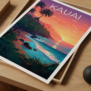 Kauai Poster, Kauai Print, Hawaii Poster, Hawaii Print, Kauai Travel Poster, Beach Art, Hawaii Art
