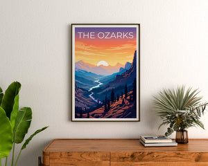 Ozarks Travel Poster, Mountains Wall Art, Mountains Print, Ozarks Poster, Hiking Poster, Nature Poster, Ozarks Art