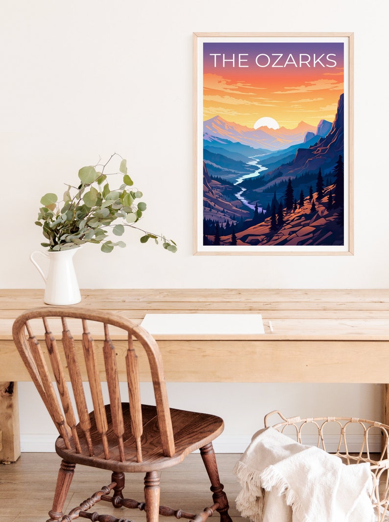 Ozarks Travel Poster, Mountains Wall Art, Mountains Print, Ozarks Poster, Hiking Poster, Nature Poster, Ozarks Art