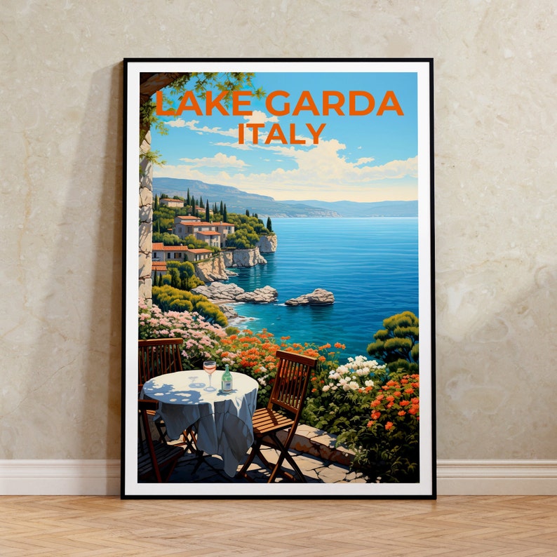 Lake Garda Travel Poster, Italy Wall Art, Italy Print, Lake Garda Poster, Italy Poster, Nature Poster, Lake Garda Art