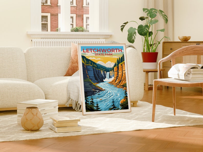 Letchworth Travel Poster, New York Wall Art, New York Print, Letchworth Poster, New York Poster, Waterfall Poster, Letchworth Art