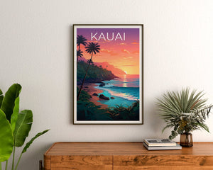 Kauai Poster, Kauai Print, Hawaii Poster, Hawaii Print, Kauai Travel Poster, Beach Art, Hawaii Art