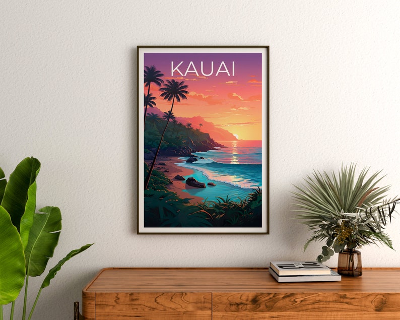 Kauai Poster, Kauai Print, Hawaii Poster, Hawaii Print, Kauai Travel Poster, Beach Art, Hawaii Art