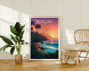 Kauai Poster, Kauai Print, Hawaii Poster, Hawaii Print, Kauai Travel Poster, Beach Art, Hawaii Art