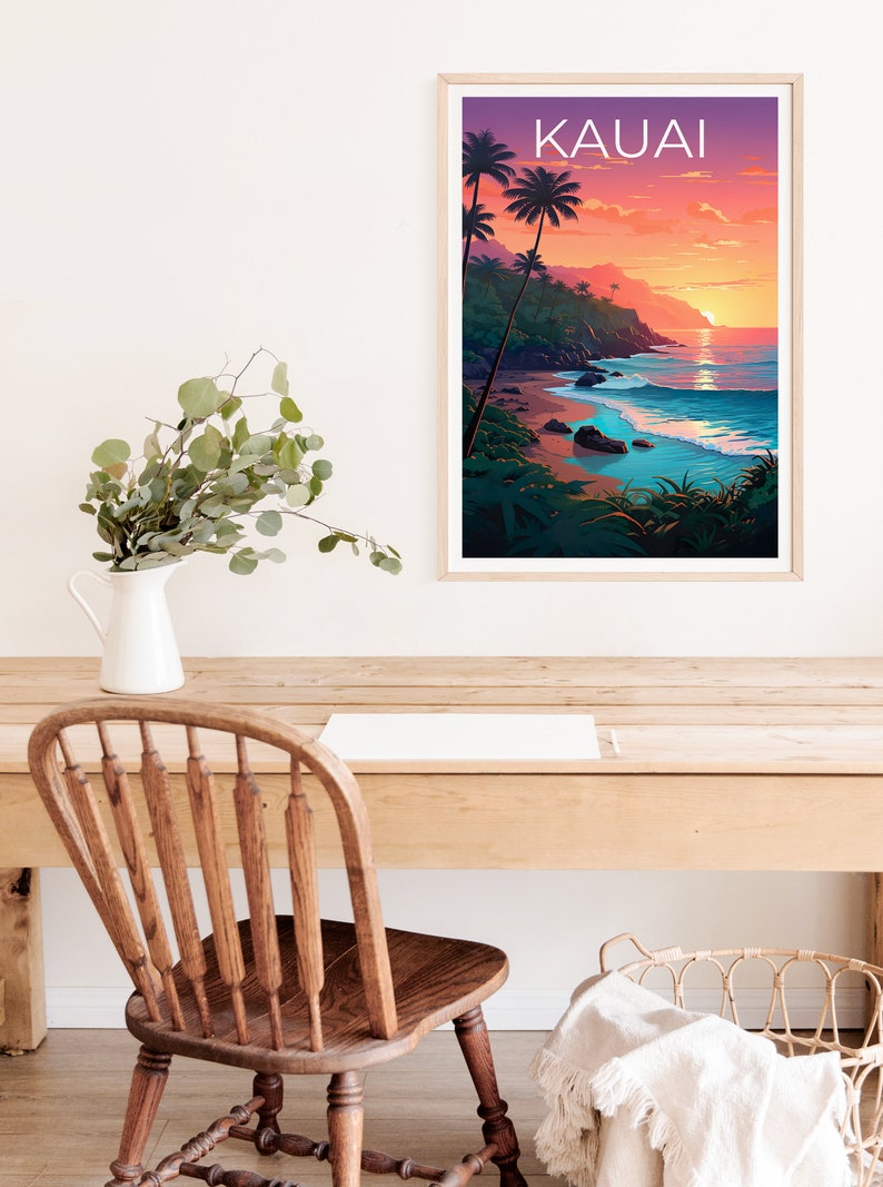 Kauai Poster, Kauai Print, Hawaii Poster, Hawaii Print, Kauai Travel Poster, Beach Art, Hawaii Art