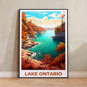 Lake Ontario Travel Print Great Lakes Poster Canada Wall Art Forest Illustration Lake Ontario Poster Home Decor Birthday Gift
