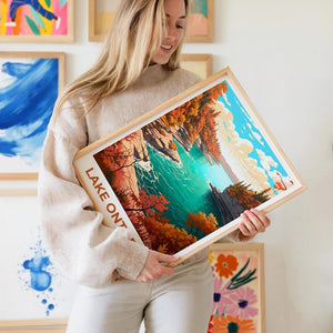 Lake Ontario Travel Print Great Lakes Poster Canada Wall Art Forest Illustration Lake Ontario Poster Home Decor Birthday Gift