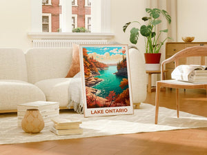 Lake Ontario Travel Print Great Lakes Poster Canada Wall Art Forest Illustration Lake Ontario Poster Home Decor Birthday Gift