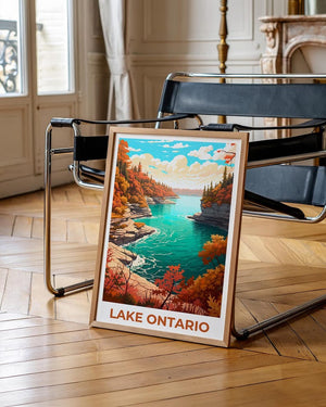 Lake Ontario Travel Print Great Lakes Poster Canada Wall Art Forest Illustration Lake Ontario Poster Home Decor Birthday Gift