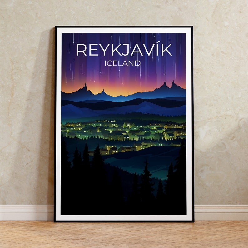Reykjavík Travel Poster, Iceland Wall Art, Iceland Print, Reykjavík Poster, Europe Poster, City Poster, Reykjavik poster