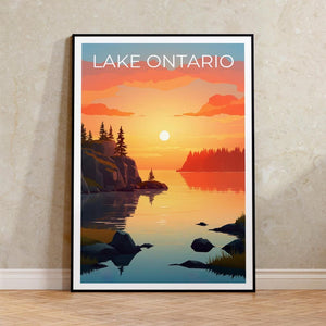 Lake Ontario Travel Print Canada Poster Great Lakes Wall Art New York Illustration Lake Ontario Poster Home Decor Birthday Gift