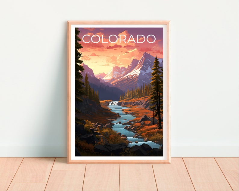 Affiche de voyage du Colorado, affiche des Rocheuses, impression des Rocheuses, affiche du Colorado, affiche des montagnes Rocheuses, affiche des Rocheuses, impression du Colorado