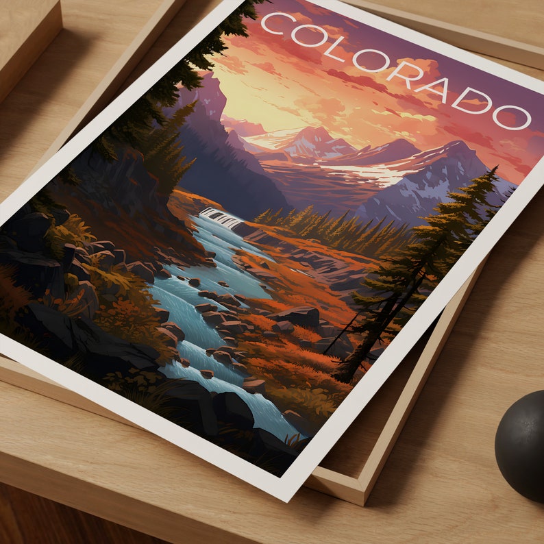 Affiche de voyage du Colorado, affiche des Rocheuses, impression des Rocheuses, affiche du Colorado, affiche des montagnes Rocheuses, affiche des Rocheuses, impression du Colorado