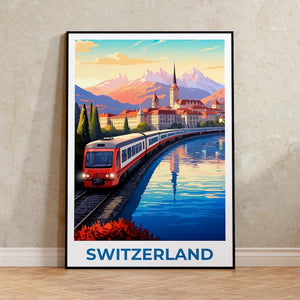 Lucerne Travel Print Switzerland Poster Europe Wall Art Switzerland Illustration Lucerne Poster Home Decor Birthday Gift