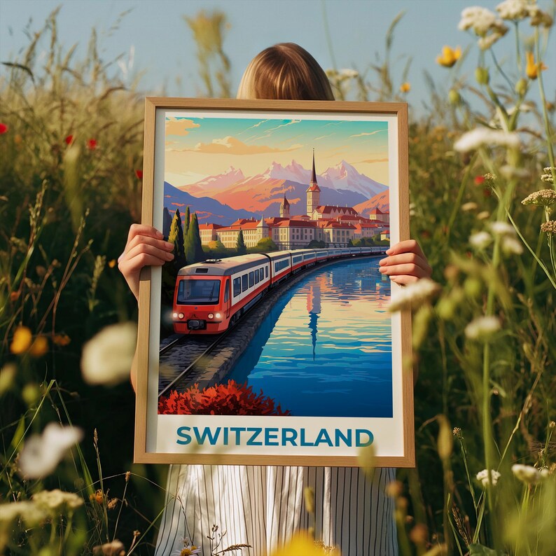 Lucerne Travel Print Switzerland Poster Europe Wall Art Switzerland Illustration Lucerne Poster Home Decor Birthday Gift