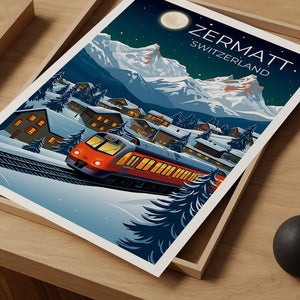 Zermatt Travel Poster, Switzerland Wall Art, Switzerland Print, Zermatt Poster, Snow Poster, City Poster, Zermatt poster