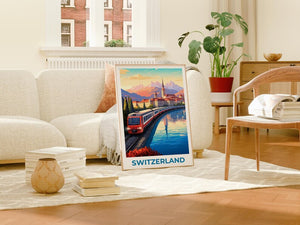 Lucerne Travel Print Switzerland Poster Europe Wall Art Switzerland Illustration Lucerne Poster Home Decor Birthday Gift