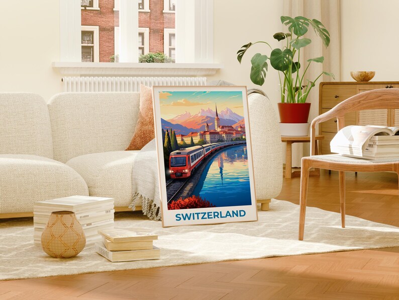 Lucerne Travel Print Switzerland Poster Europe Wall Art Switzerland Illustration Lucerne Poster Home Decor Birthday Gift