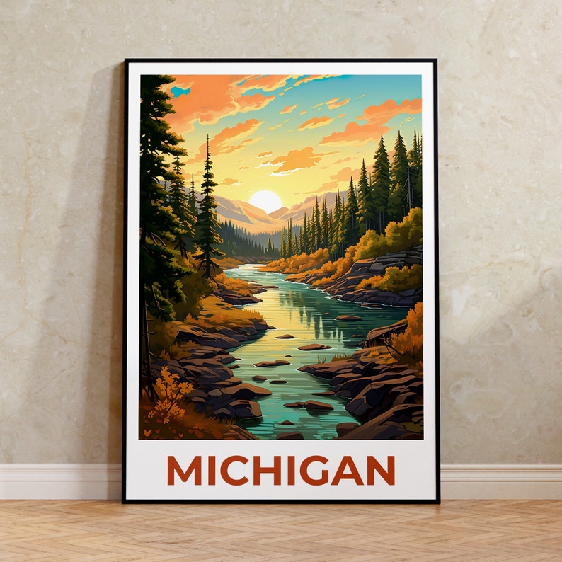 Michigan Poster, Michigan Print, Hiawatha National Forest Poster, Forest Print, Michigan Travel Poster, Michigan Art