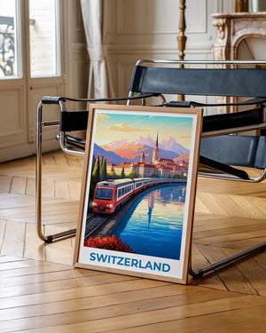 Lucerne Travel Print Switzerland Poster Europe Wall Art Switzerland Illustration Lucerne Poster Home Decor Birthday Gift