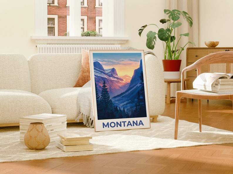 Affiche Montana, Impression Montana, Affiche de montagne, Impression de montagne, Affiche de voyage Montana, Affiche de forêt, Art Montana