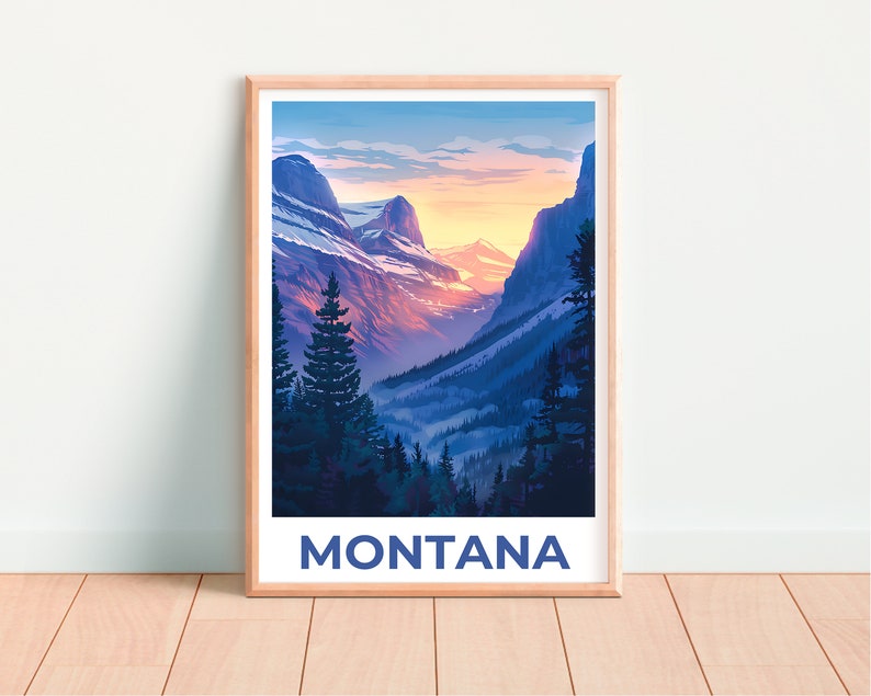 Affiche Montana, Impression Montana, Affiche de montagne, Impression de montagne, Affiche de voyage Montana, Affiche de forêt, Art Montana