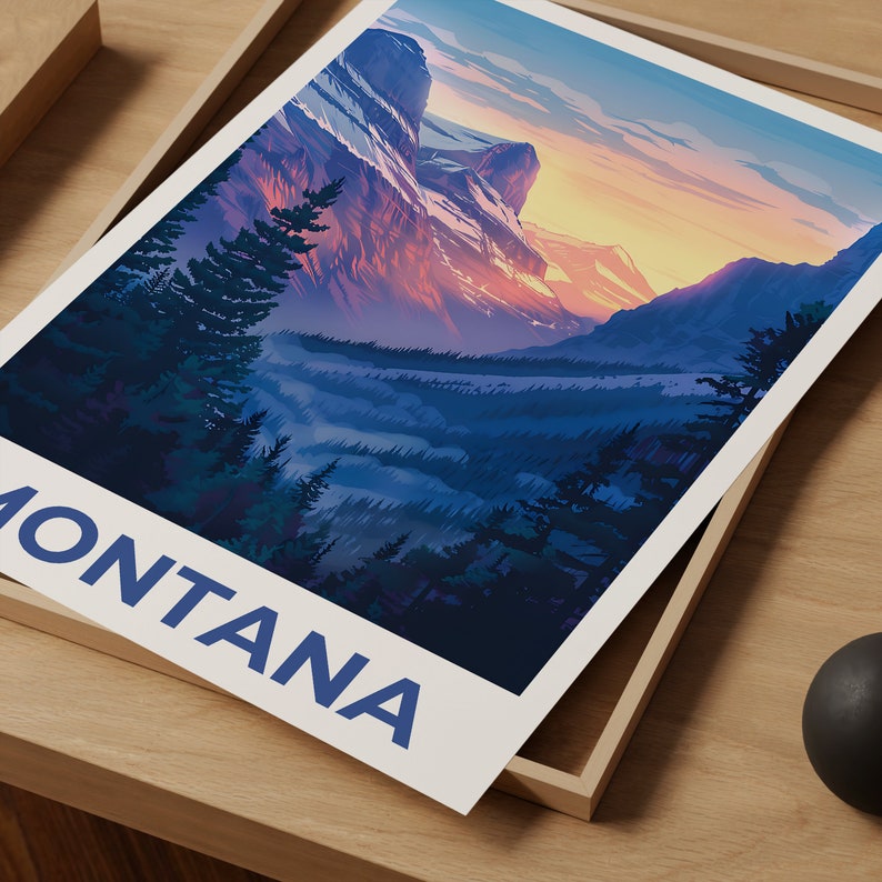 Affiche Montana, Impression Montana, Affiche de montagne, Impression de montagne, Affiche de voyage Montana, Affiche de forêt, Art Montana