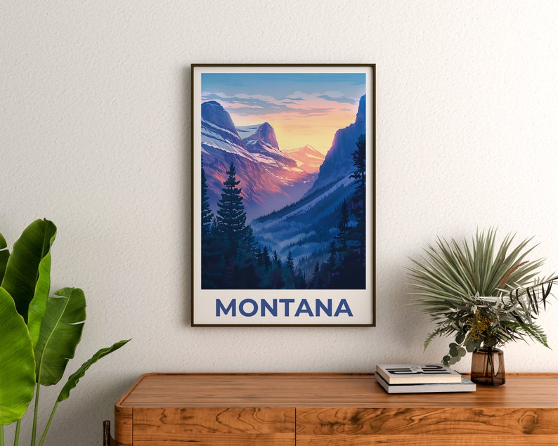 Affiche Montana, Impression Montana, Affiche de montagne, Impression de montagne, Affiche de voyage Montana, Affiche de forêt, Art Montana