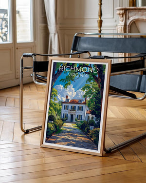 Richmond Travel Print, Virginia Poster, White House Wall Art, East Coast Illustration, Richmond Poster, Home Decor, Birthday Gift