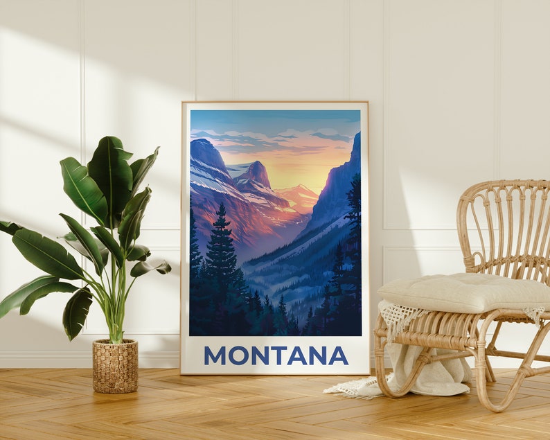 Affiche Montana, Impression Montana, Affiche de montagne, Impression de montagne, Affiche de voyage Montana, Affiche de forêt, Art Montana